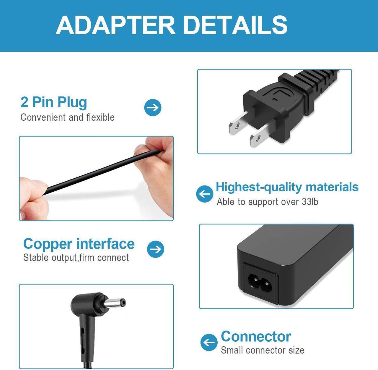 Alt view image 3 of 4 - UL Listed AC Charger Compatible with Asus Transformer Pro T304UA T304U T304 NovaGo TP370QL TP370Q TP370 TX201LA TX201L TX201 Book Trio Station Laptop Power Supply Cord