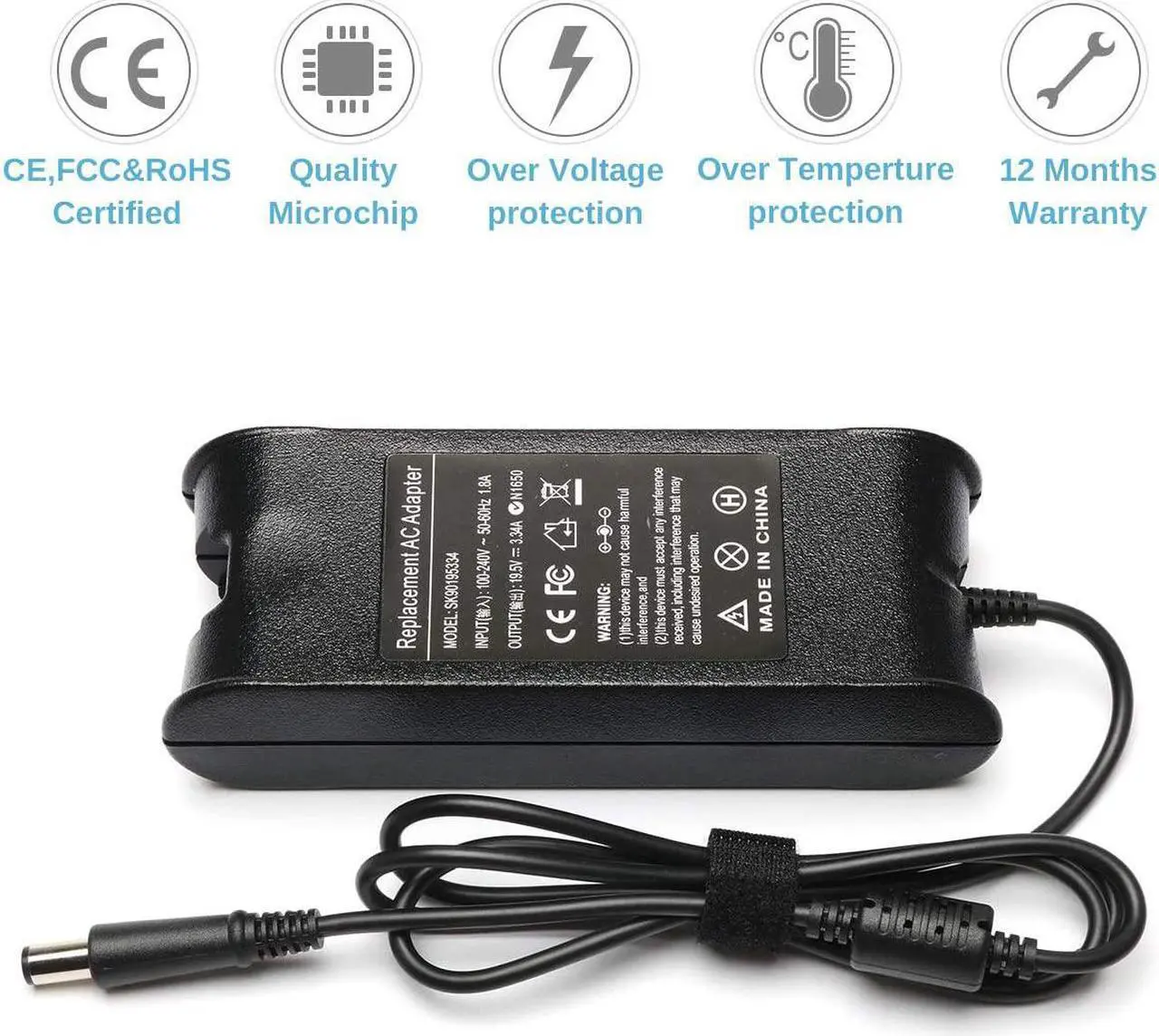 Alt view image 6 of 7 - 19.5V 3.34A 65W AC Adapter Laptop Charger Power Supply for Dell Inspiron 15 3521 3537 3531 15R 5521 5537 17 3721 5748 17R 5737 5721 14 3421 5421 14R 5437 5421 N5110 N5010 N7110