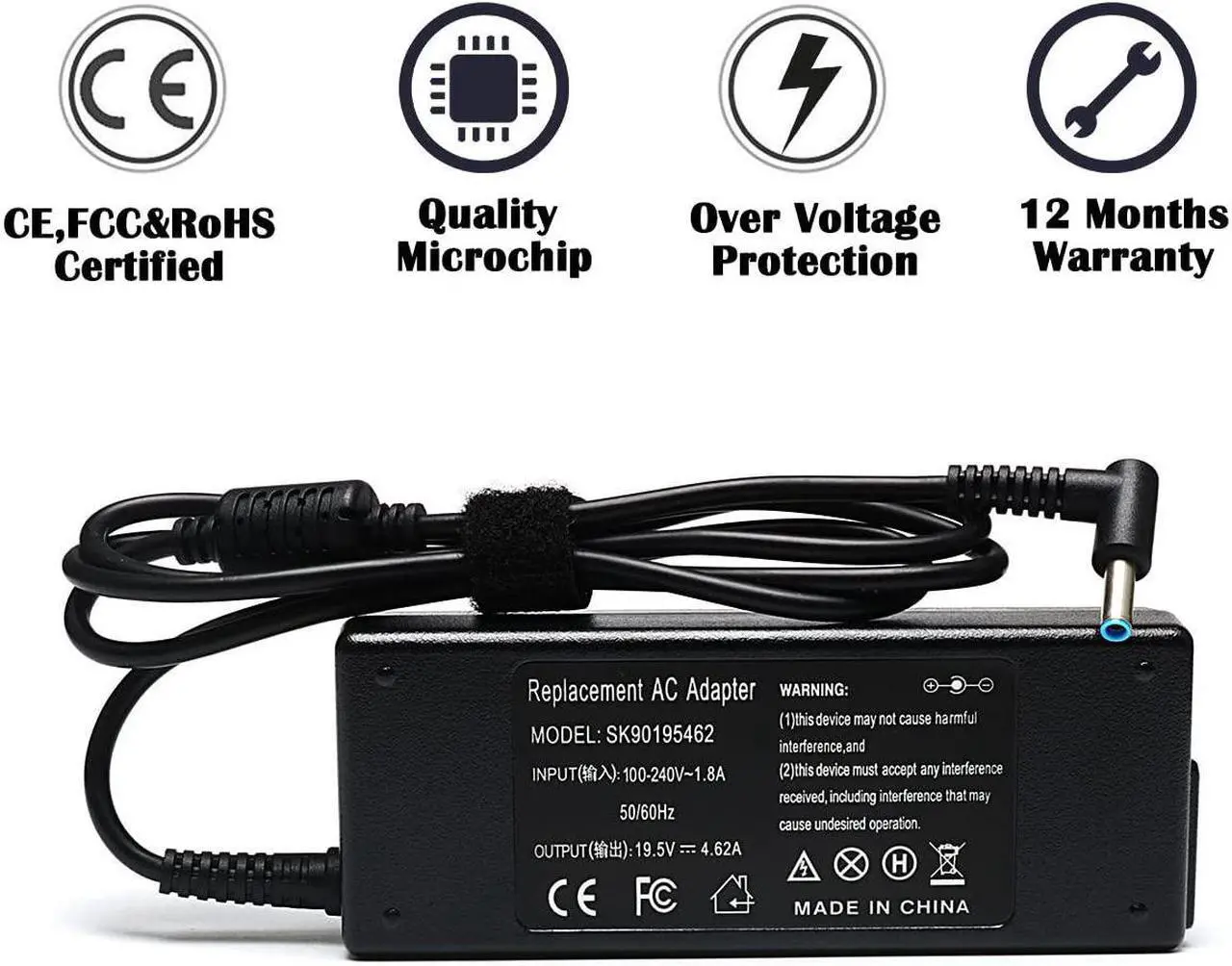 Alt view image 7 of 7 - 90W 19.5V 4.62A AC Adapter Laptop Charger for HP Envy Touchsmart Sleekbook 15 17 M6 M7 Series, HP Spectre X360 13 15, HP Pavilion 11 14 15 17 741727-001 740015-001 854117-850 Power Supply Cord Plug