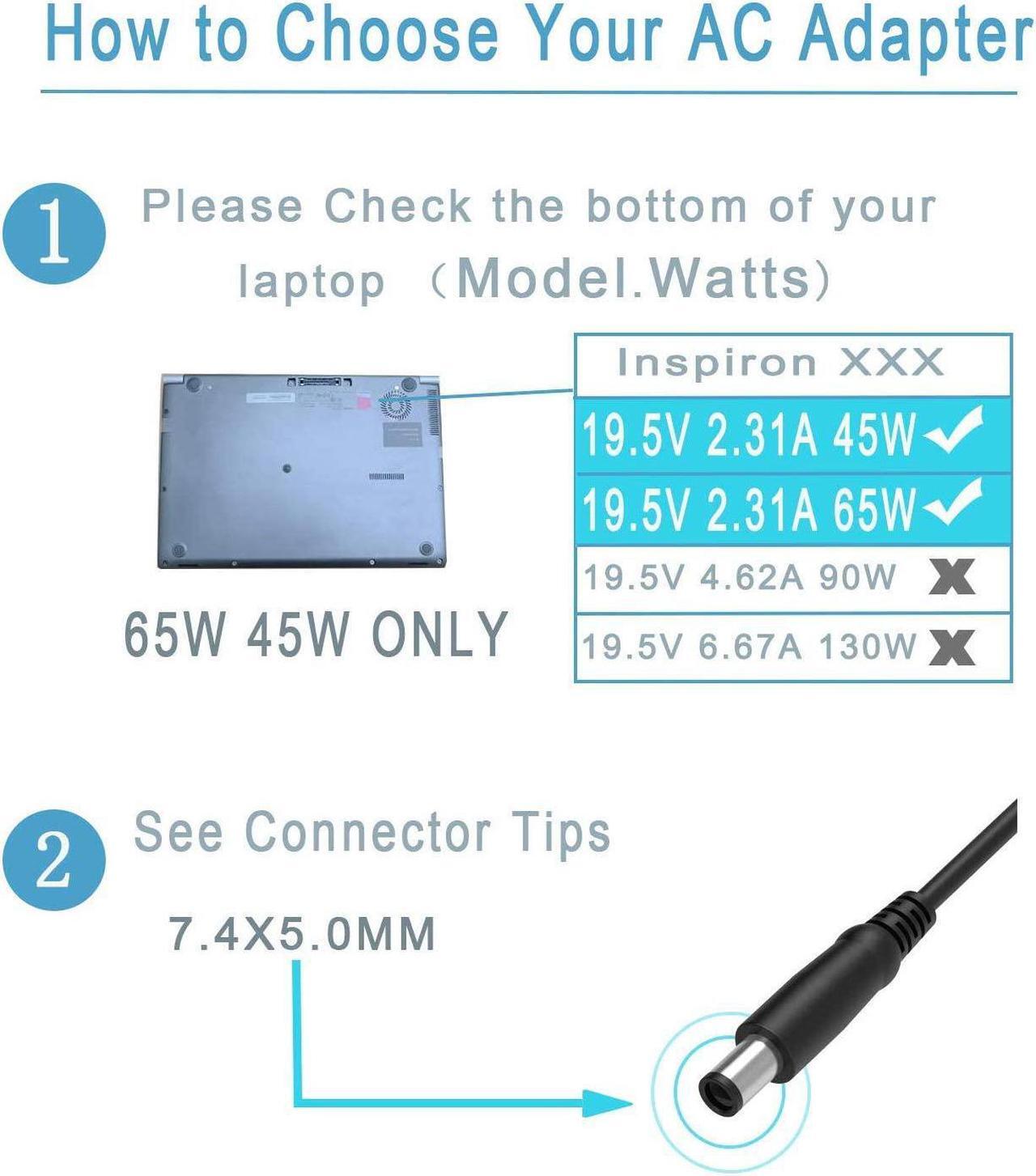 Alt view image 4 of 6 - AC Charger Adapter Fit for Dell Latitude 3190 Laptop Power Supply Cord