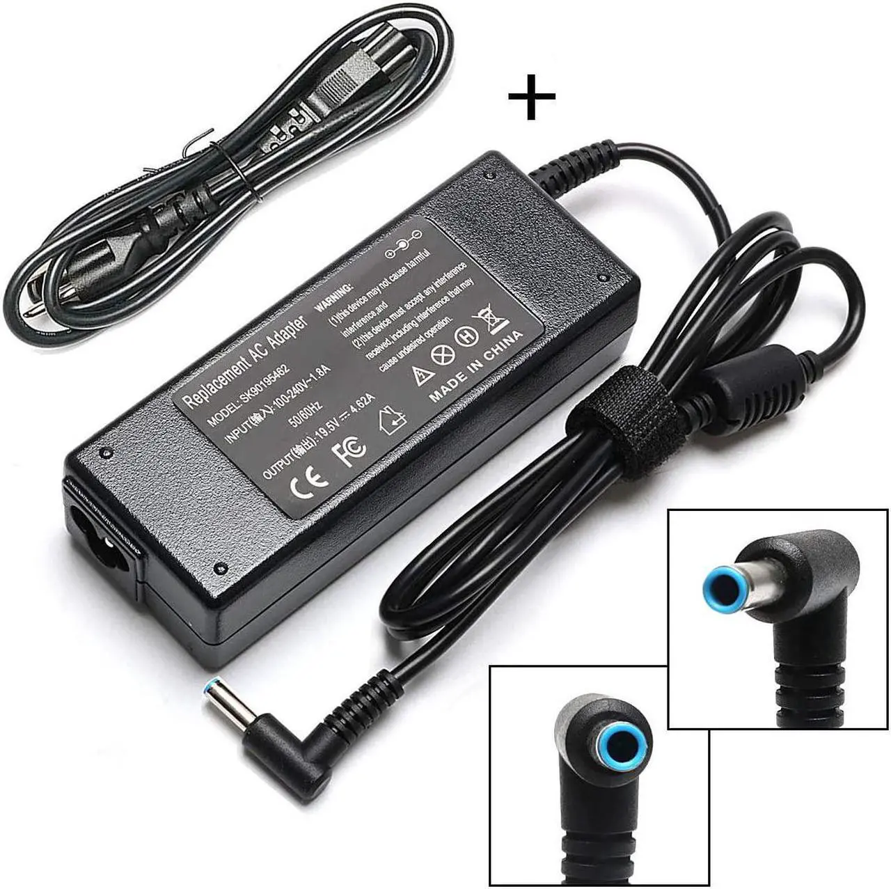 Main image of 90W 19.5V 4.62A AC Adapter Laptop Charger for HP Envy Touchsmart Sleekbook 15 17 M6 M7 Series, HP Spectre X360 13 15, HP Pavilion 11 14 15 17 741727-001 740015-001 854117-850 Power Supply Cord Plug