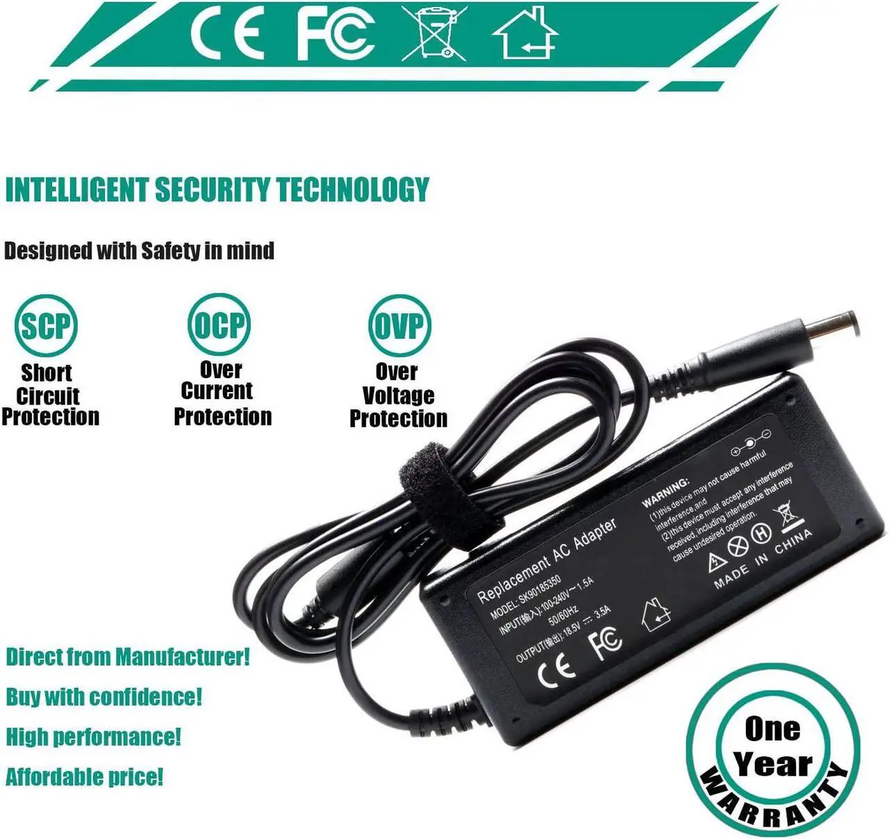 Alt view image 5 of 7 - 65W AC Adapter Laptop Charger for HP Elitebook 840 G1 G2 Revolve 810 G1 G2 850 Probook 640 650 655 440 450 G1 HP Notebook 2000 2000-2d60dx 2000-2d19wm 2000-369wm 2000-329wm PC Power Supply Cord Plug