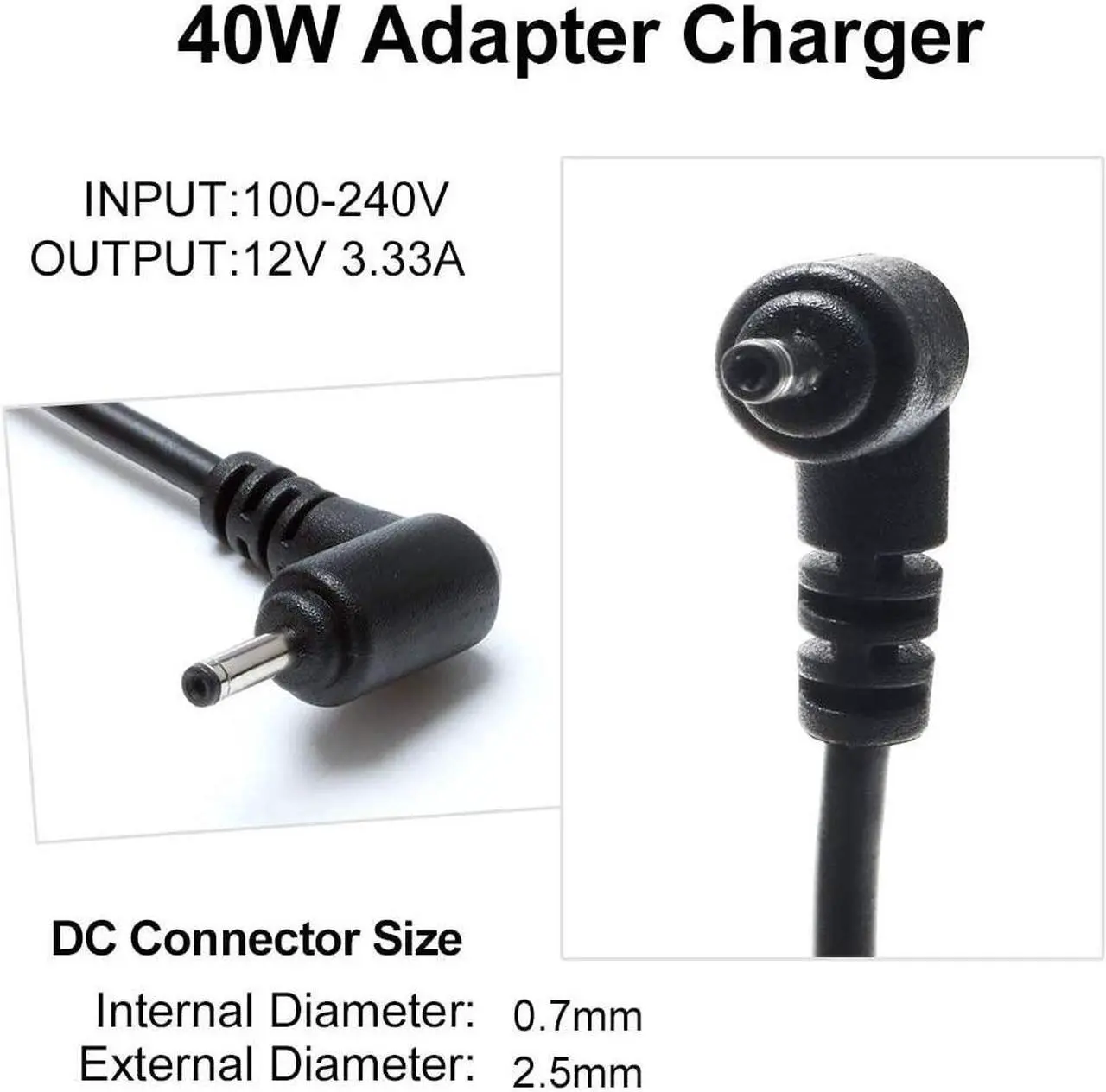 Alt view image 2 of 7 - 40W Replacement Chromebook Charger for Samsung 11.6" Chromebook 3 XE500c13 XE303c12 A01 Chromebook 2 XE500c12 303C 500C 503C Xe503C12 AA-PA3N40W PA-1250-98 A12-040n1A W14-026N1A BA44-00322A Notebook
