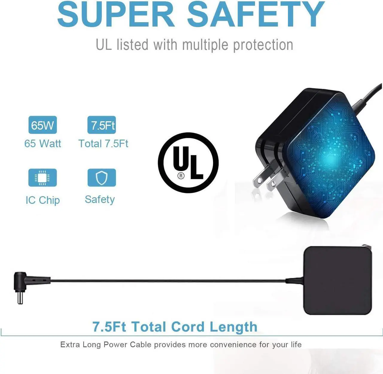 Alt view image 2 of 5 - UL Listed AC Charger Compatible with Asus Q552U Q552UB Q552 Q552UB-BHI7T12 Laptop Power Supply Cord