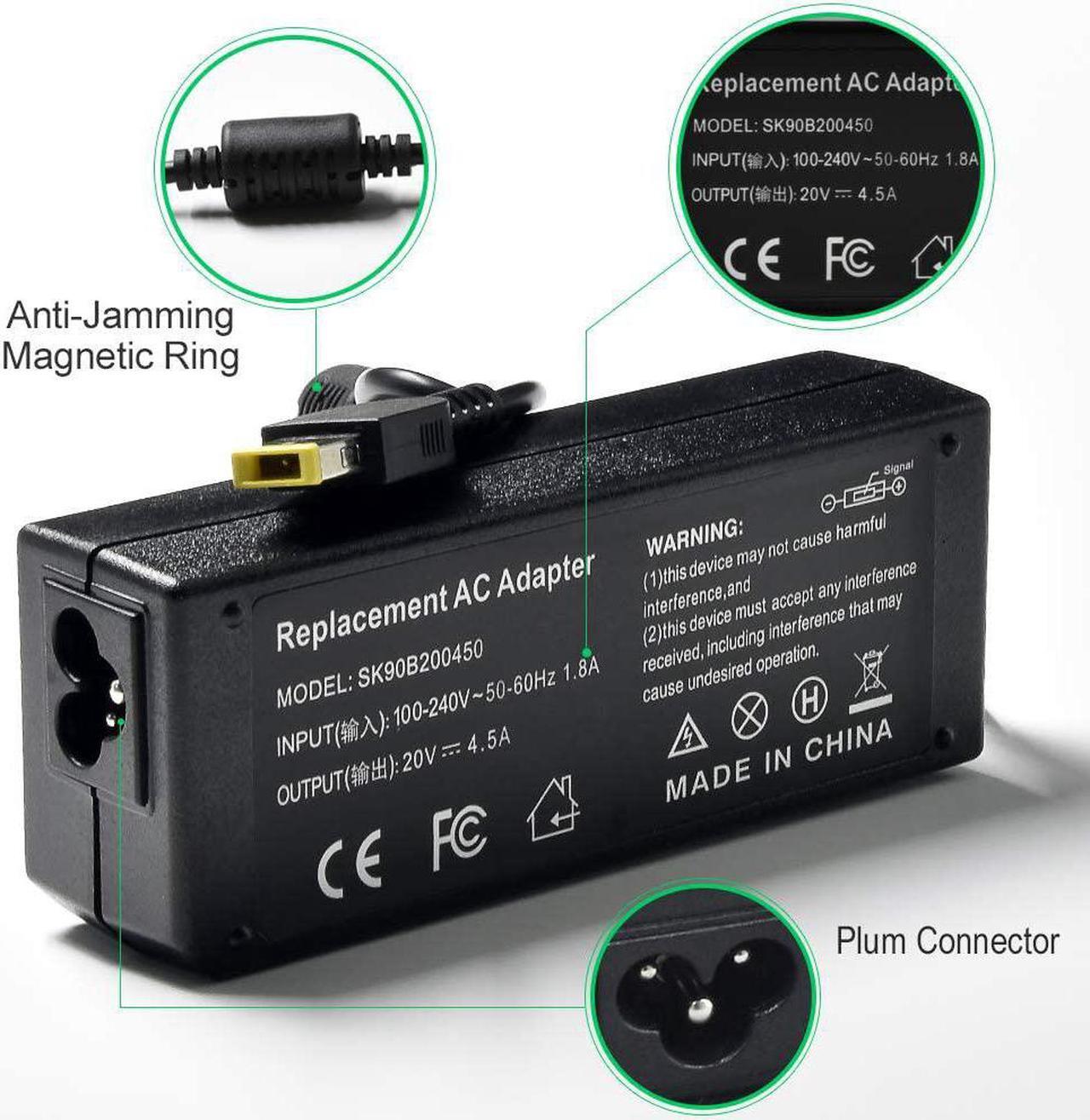 Alt view image 2 of 7 - Vanzer 90W Laptop Charger Adapter for Lenovo ThinkPad X1 Carbon T440 T550 E431 E440 E540 X240 X250 T440S T450s L540, Ideapad S215 S210 U330 U430 U430p S500 S510p, Chromebook N20 N20p T440 T540p
