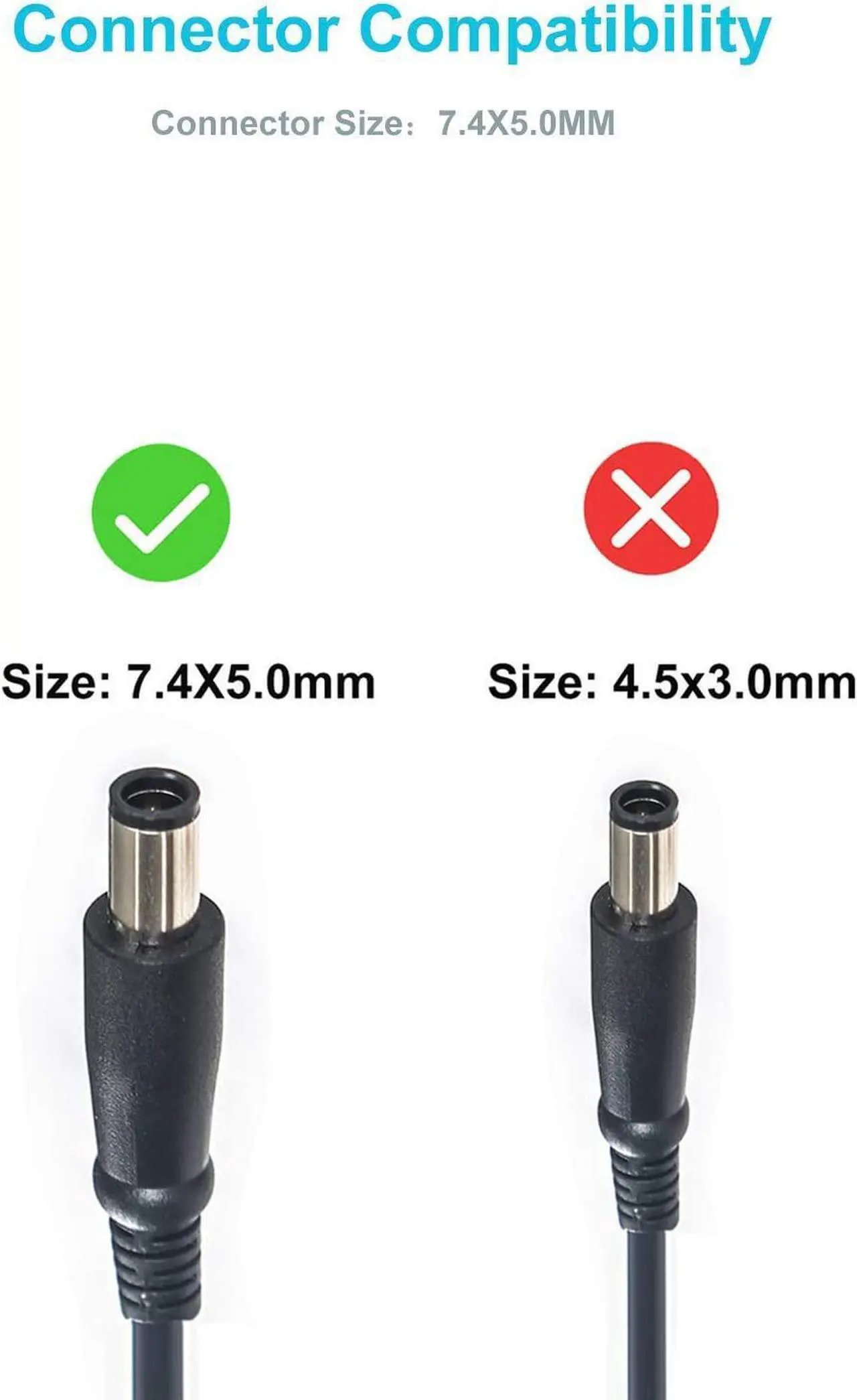 Alt view image 4 of 6 - 19.5V 4.62A AC Charger Fit for Dell 90W Laptop Power Supply Adapter Cord