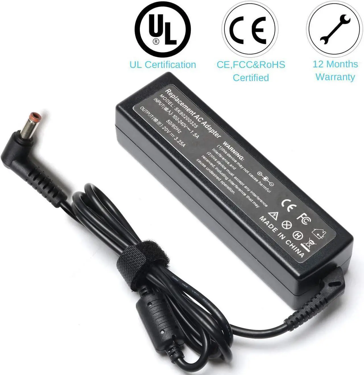 Alt view image 2 of 7 - 65W 20V 3.25A AC Adapter Charger for Lenovo IdeaPad G560 G580 Y410P Y500 B560 B570 B575 G570 G585 G780 N580 N585 N586 Y400 Y480 Y580 Z560 Z565 Z570 Z575 Z580 Z585 P400 P500 U310 U410 V570 M30-70