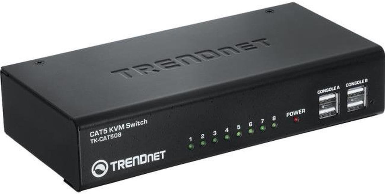 Alt view image 3 of 8 - TRENDnet 8-Port CAT5 KVM Switch, CAT5 Cables up to 30m, USB, PS/2, Hot-Keys, VGA, Dual Console, TK-CAT508