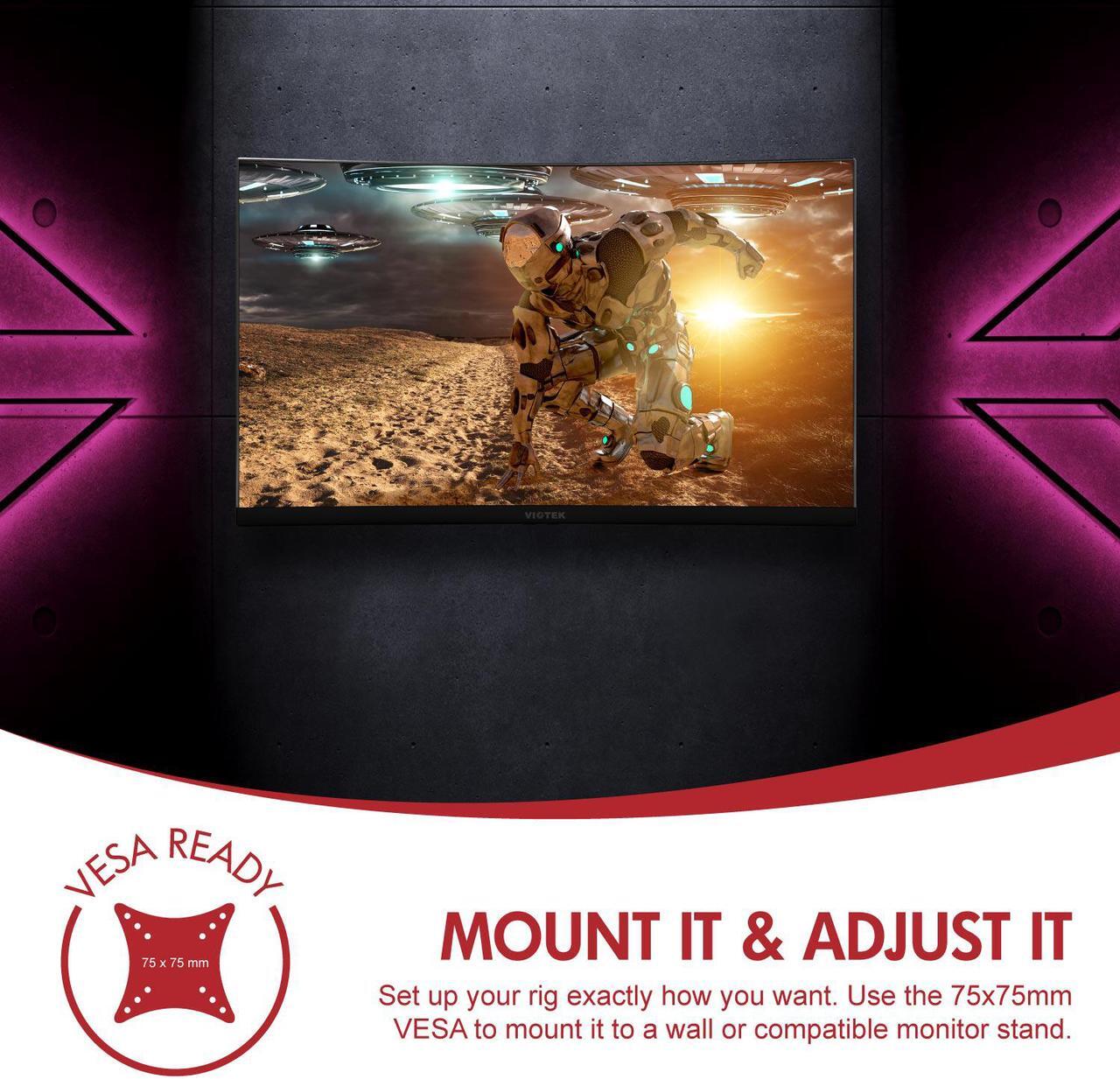 Alt view image 5 of 7 - Viotek GN24CB 24-Inch Curved Gaming Monitor with Speakers, 1080P 144Hz Bezel-Less Samsung VA Panel, 2 x HDMI, DisplayPort, FreeSync 3-Year Warranty