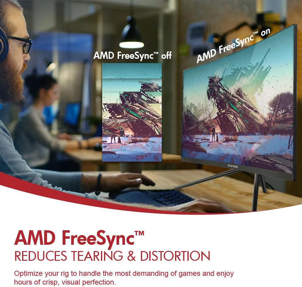 Alt view image 3 of 5 - VIOTEK GN27D 27” HD Gaming Curved Monitor – Seamless Performance w/ 144Hz & 1440p; FPS/RTS Optimized & Samsung VA Panel