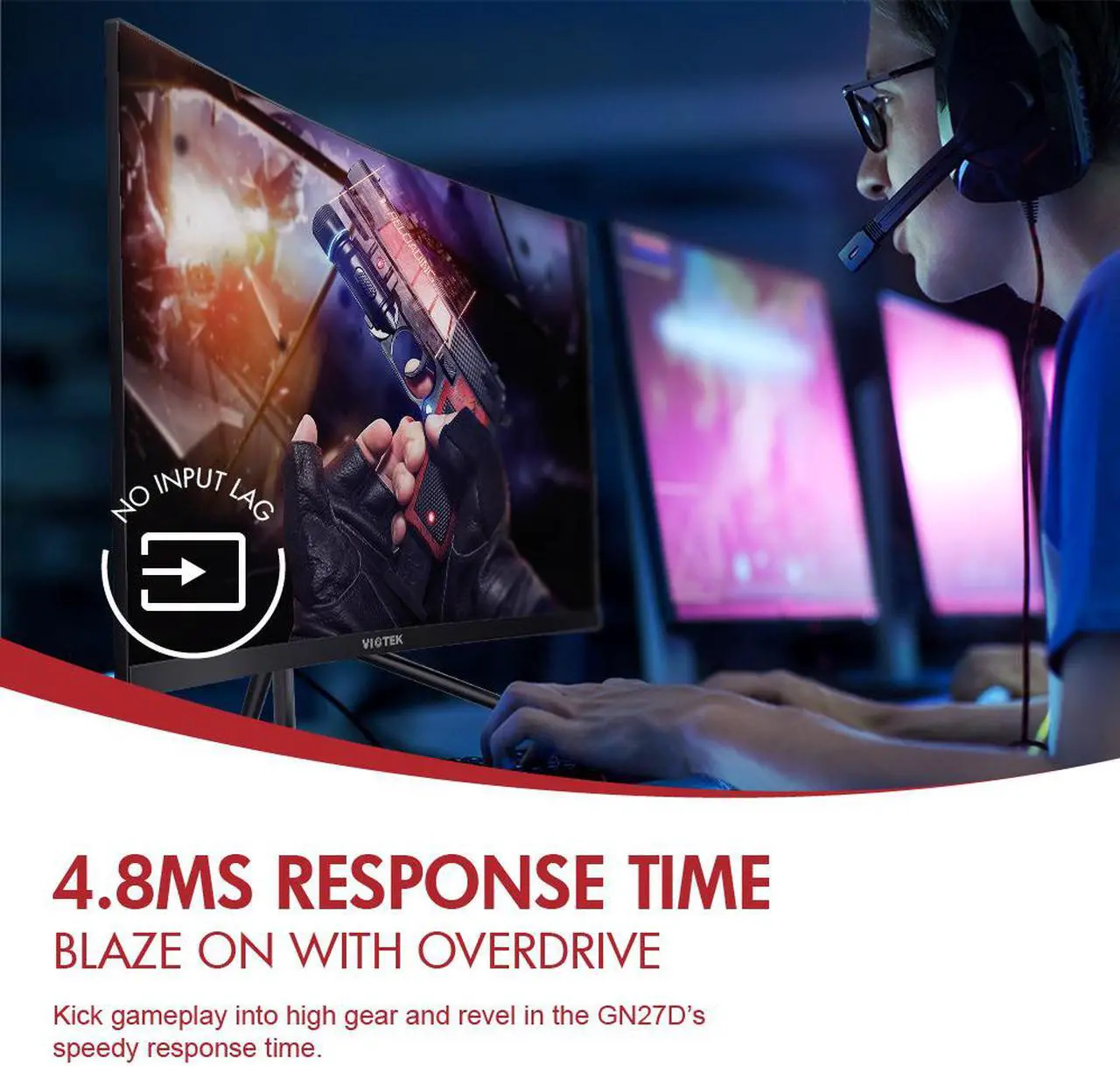 Alt view image 4 of 5 - VIOTEK GN27D 27” HD Gaming Curved Monitor – Seamless Performance w/ 144Hz & 1440p; FPS/RTS Optimized & Samsung VA Panel