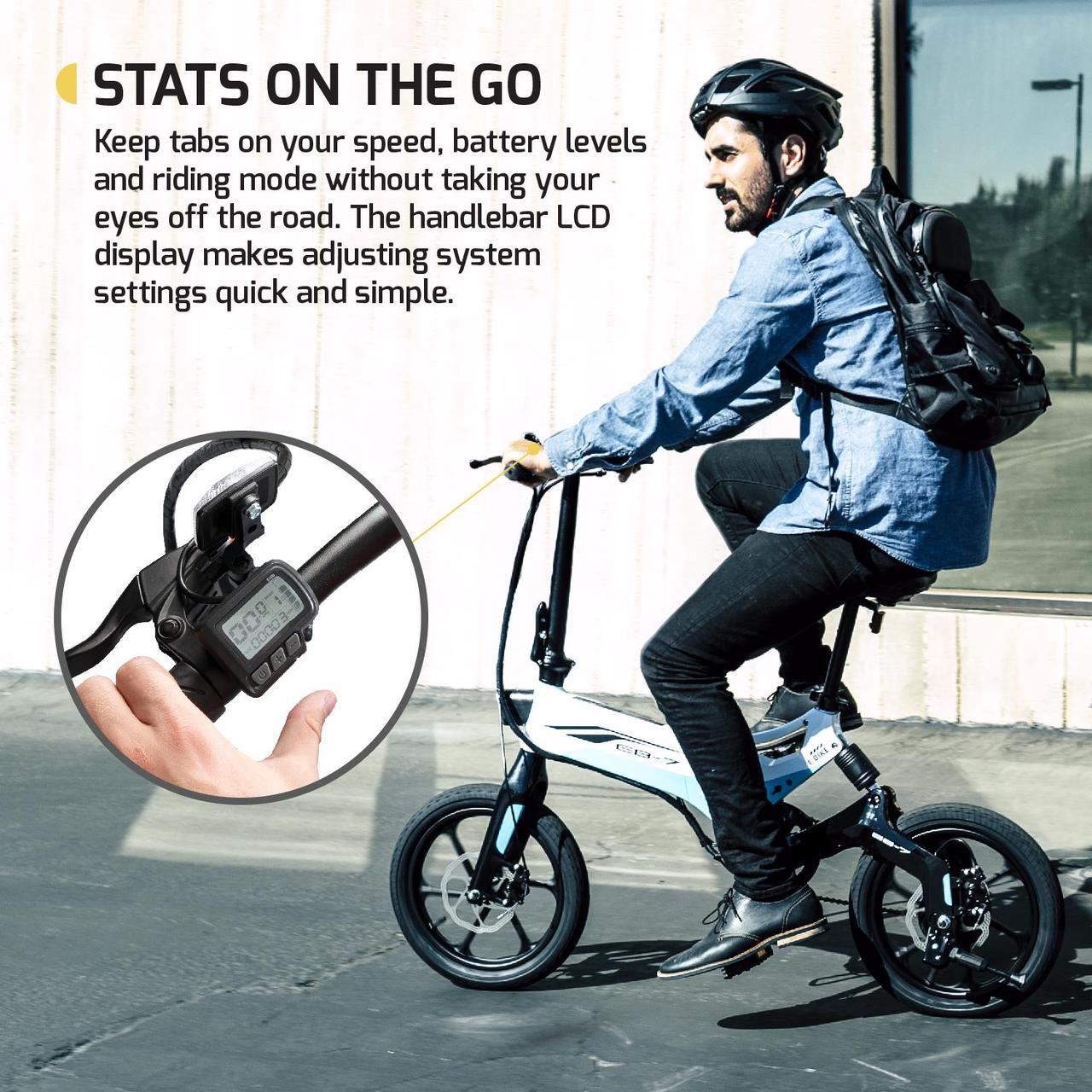 Alt view image 5 of 6 - Swagtron Swagcycle EB-7 Elite Folding Electric Bike, 16-Inch Wheels, Swappable Battery with Keylock & Rear Suspension