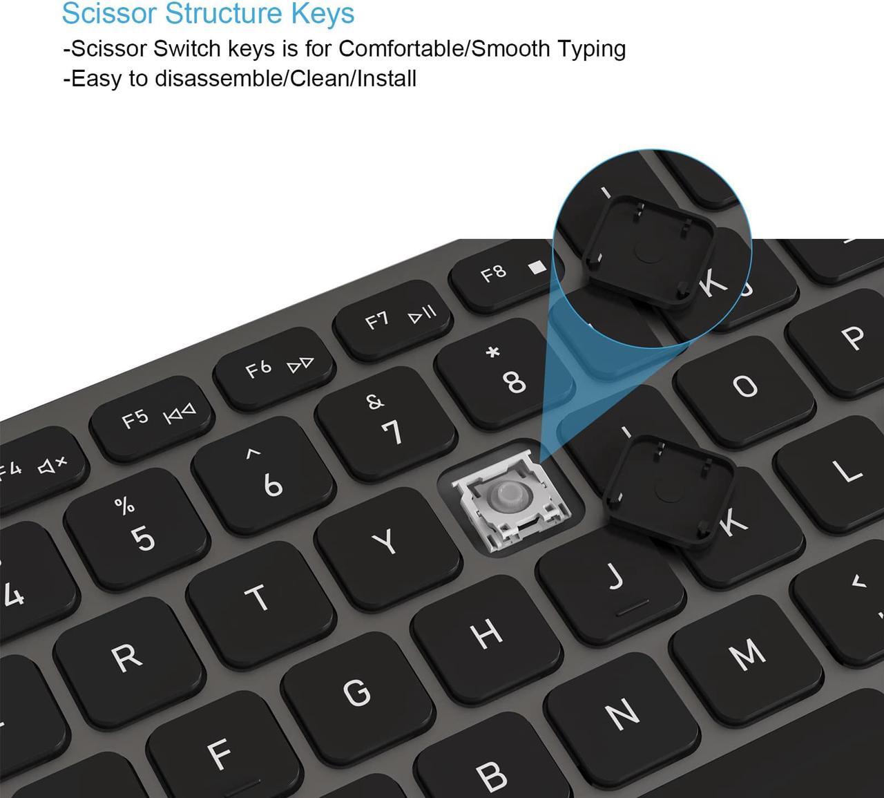 Alt view image 4 of 6 - Aluminum USB Wired Keyboard with Numeric Keypad for PC Windows 10/8 / 7 / Vista/XP
