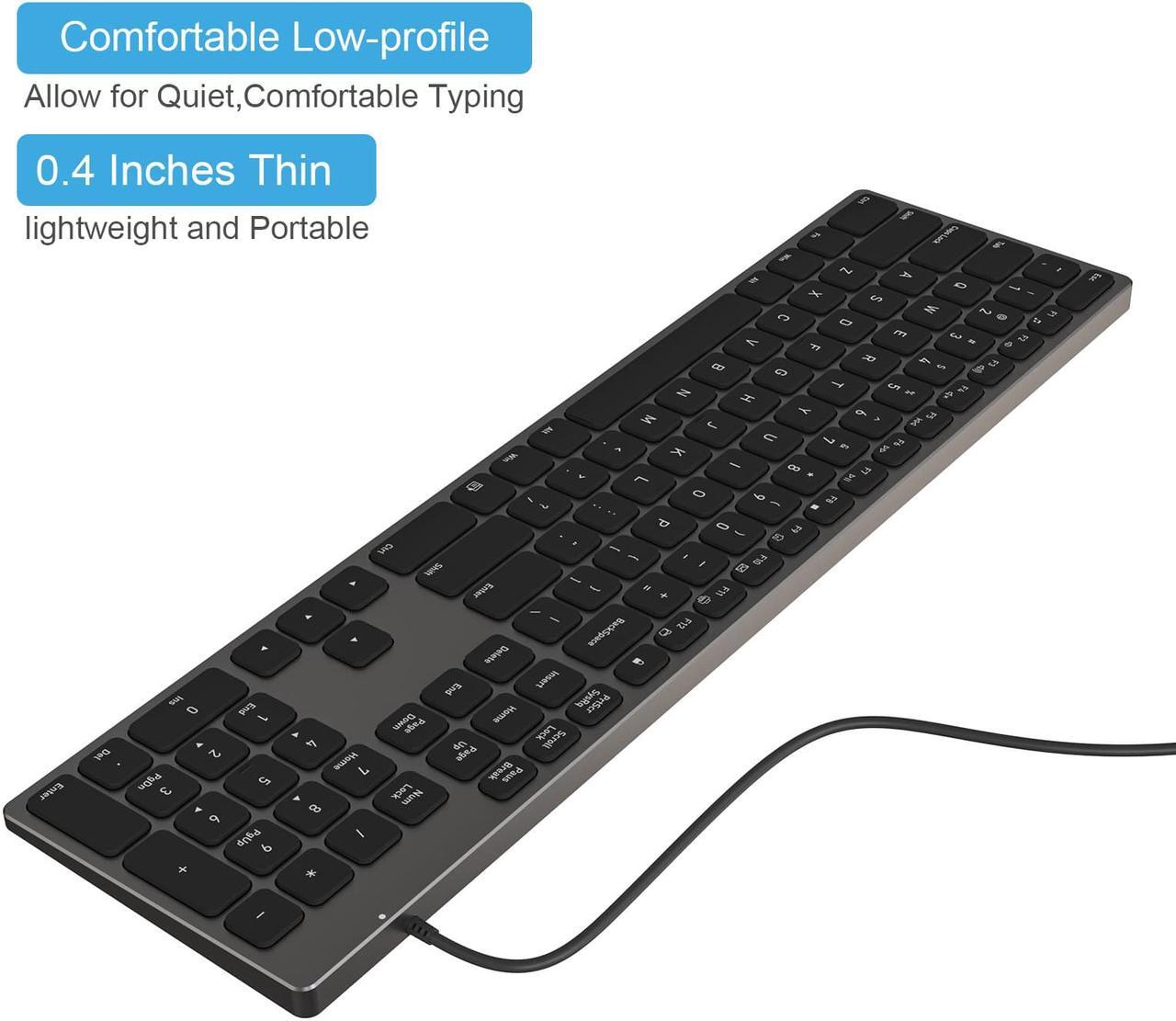 Alt view image 6 of 6 - Aluminum USB Wired Keyboard with Numeric Keypad for PC Windows 10/8 / 7 / Vista/XP