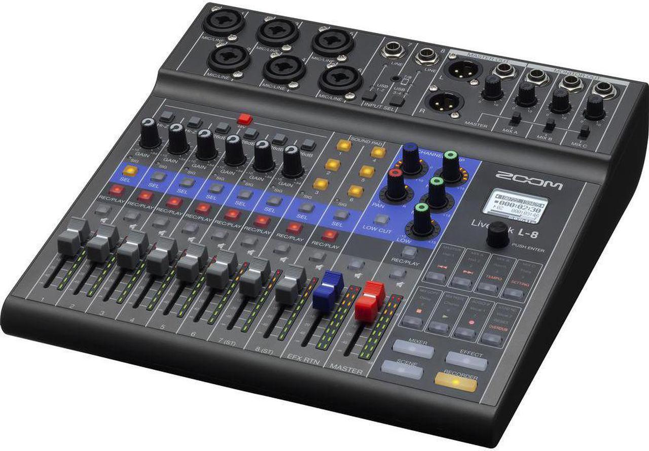 Alt view image 9 of 20 - Zoom LiveTrak L-8 Portable 8-Channel Digital Mixer and Multitrack Recorder