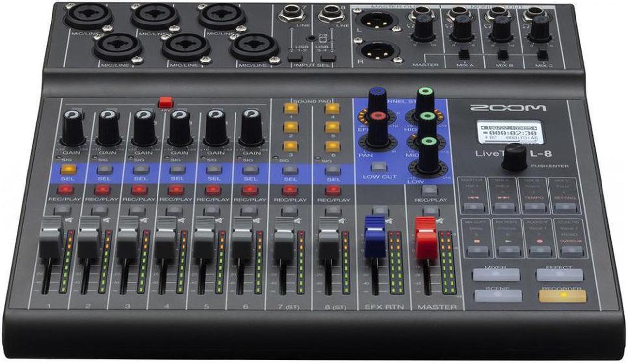 Alt view image 10 of 20 - Zoom LiveTrak L-8 Portable 8-Channel Digital Mixer and Multitrack Recorder