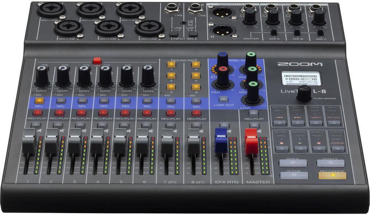 Alt view image 12 of 20 - Zoom LiveTrak L-8 Portable 8-Channel Digital Mixer and Multitrack Recorder