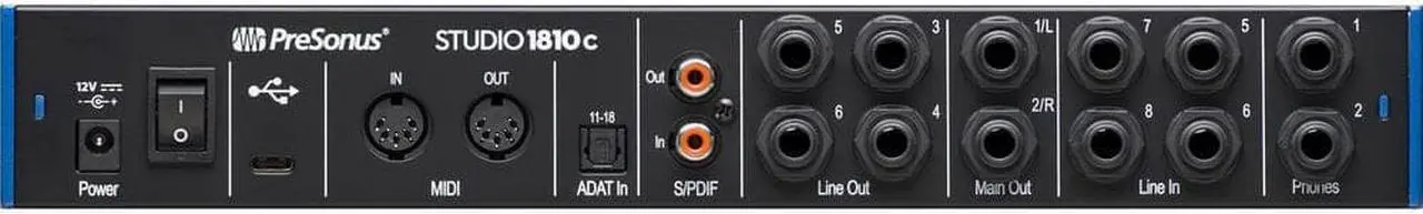 Alt view image 5 of 7 - PreSonus Studio 1810c 18x8 USB Type-C Audio/MIDI Interface + Samson C01 Condenser Microphone + Tascam TH-02 Studio Headphones (Black) and Cable.
