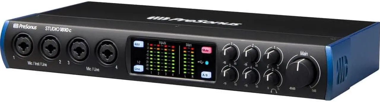 Alt view image 4 of 7 - PreSonus Studio 1810c 18x8 USB Type-C Audio/MIDI Interface + Samson C01 Condenser Microphone + Tascam TH-02 Studio Headphones (Black) and Cable.