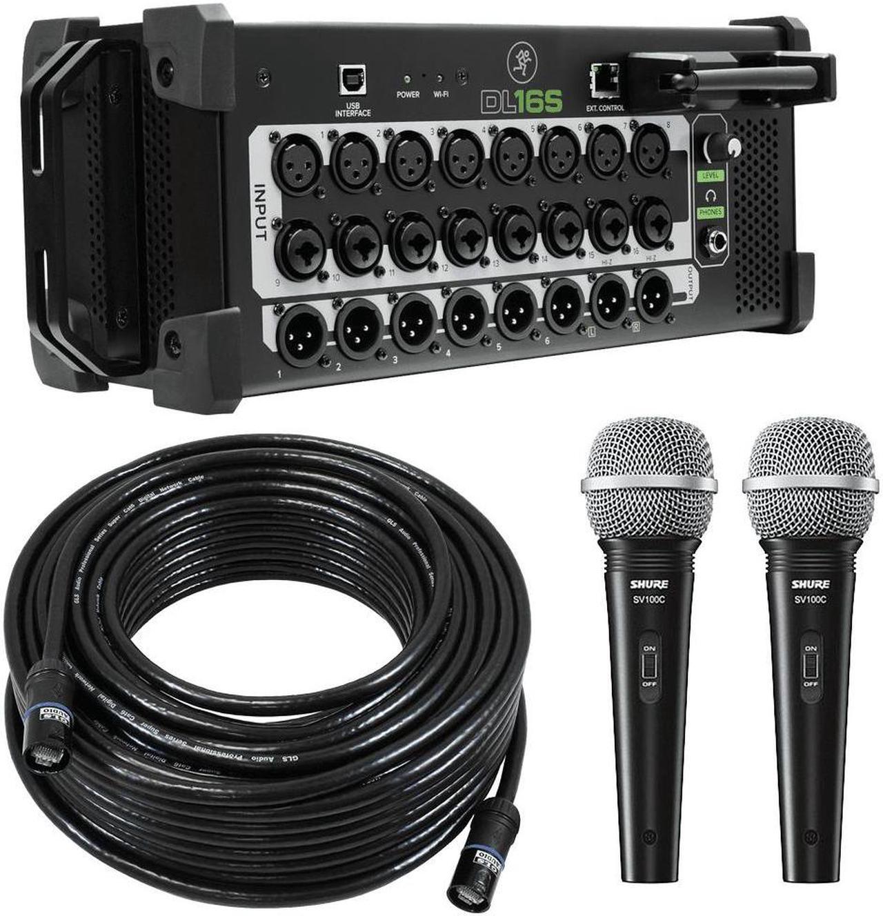 Main image of Mackie DL16S 16-Channel Wireless Digital Live Sound Mixer with Built-In Wi-Fi + Handheld Microphone + GLS Audio 100-Feet Ethercon
