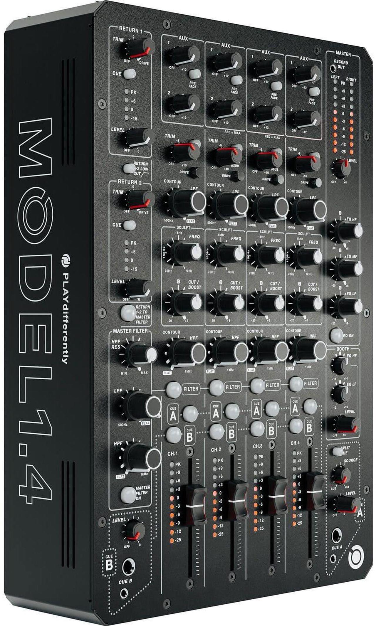 Alt view image 2 of 7 - PLAYdifferently MODEL 1.4 DJ Mixer, Audio Technica ATH-M50X Bundle