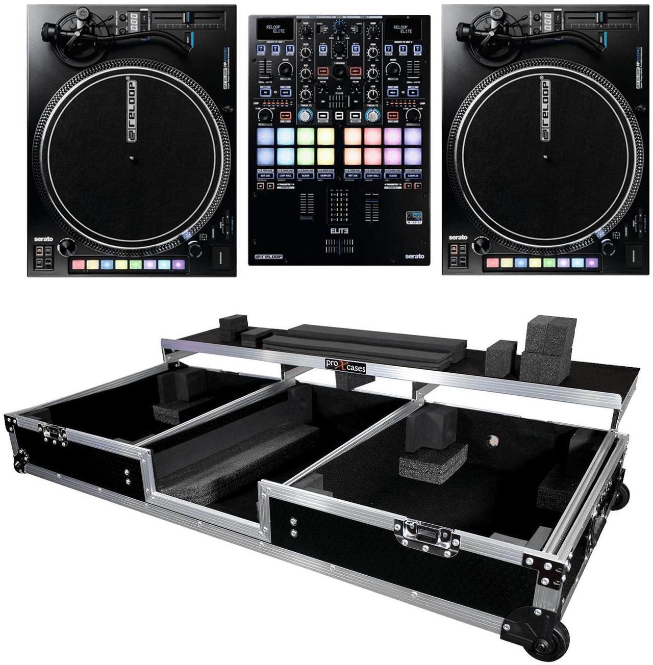 Main image of Reloop RP-8000 MK2 Turntable (PAIR) + Reloop Elite Mixer and ProX XS-TMC1012WLTFBTL 2x Turntables in Battle Mode and Single 10 or 12 Mixer DJ Coffin Case with Laptop Shelf