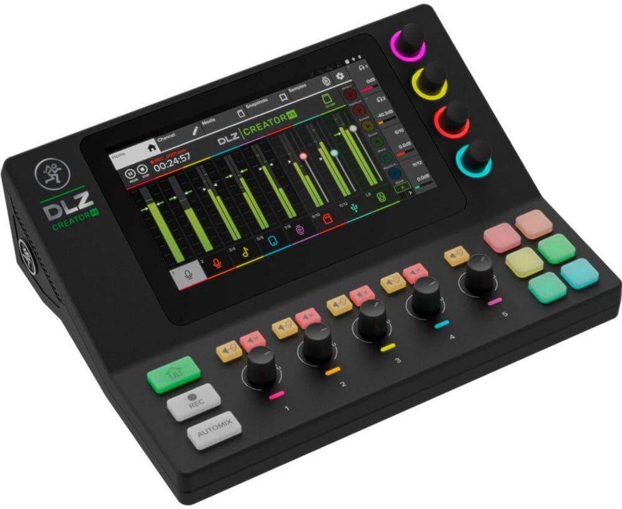 Alt view image 2 of 7 - Mackie DLZ Creator XS Compact Digital Mixer  (2) Mackie EM-91C  (2) Tascam TH02  (2) XLR Cables  (2) Boom Mic Arms Bundle