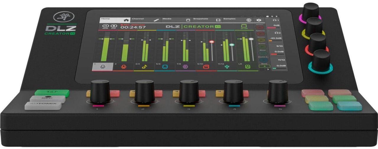 Alt view image 3 of 7 - Mackie DLZ Creator XS Compact Digital Mixer  (2) Mackie EM-91C  (2) Tascam TH02  (2) XLR Cables  (2) Boom Mic Arms Bundle