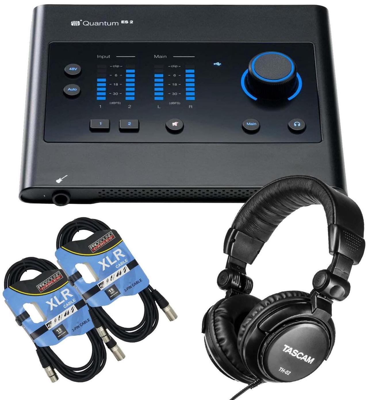 Main image of PreSonus Quantum ES 2 USB-C Audio Interface, Tascam TH02, (2) XLR Cables Bundle