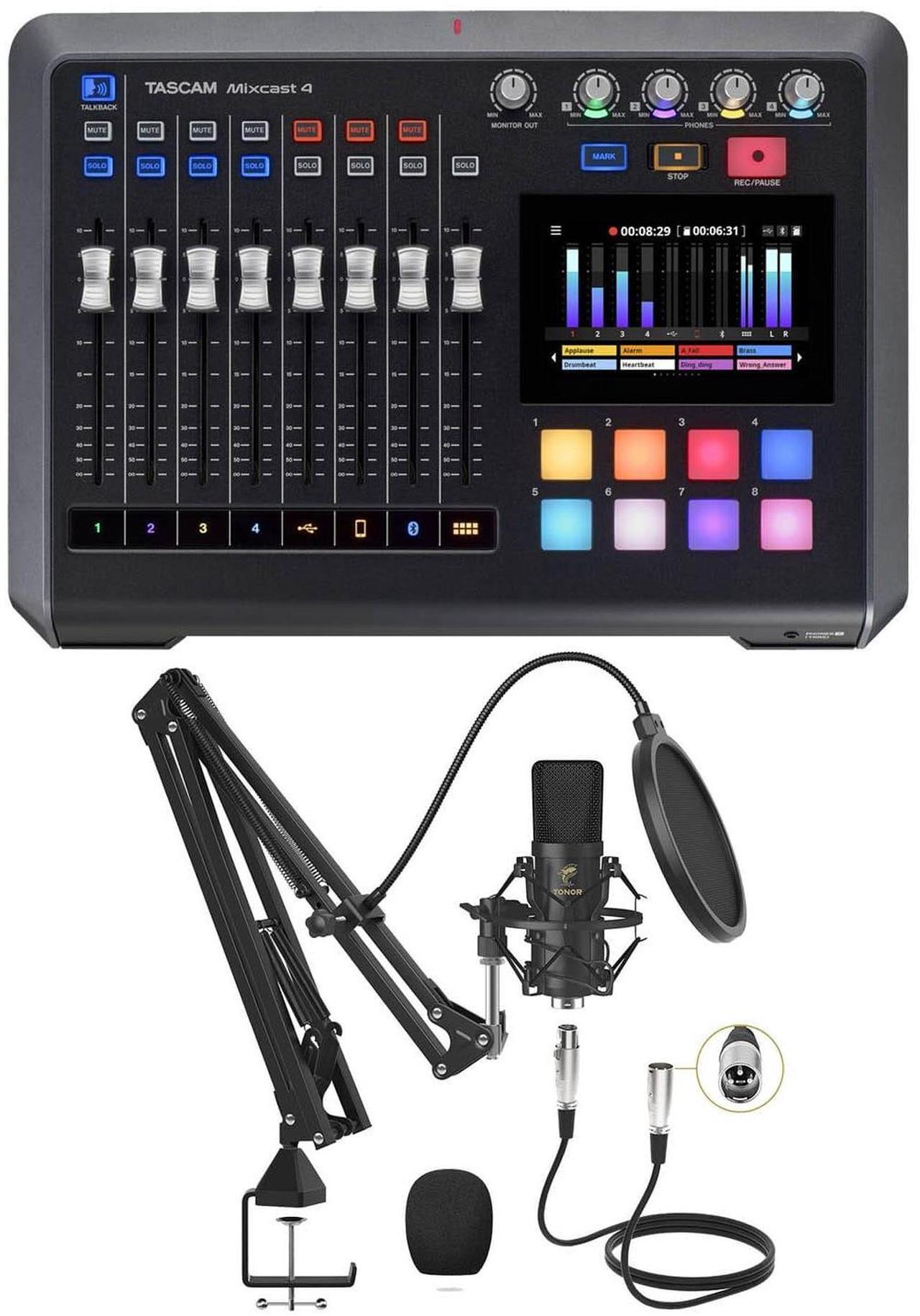 Main image of TASCAM Mixcast 4 Podcast Workstation, TONOR Professional Cardioid Studio Mic Kit Bundle