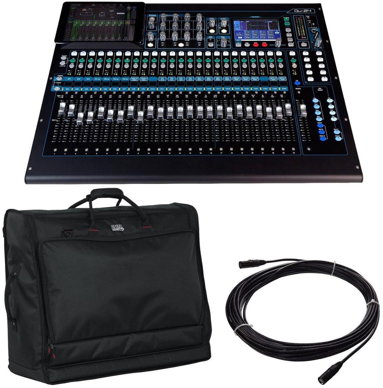 Main image of Allen & Heath Qu-24C Digital Mixer, Gator G-MIXERBAG-2621, 50FT Ethercon Cable Bundle