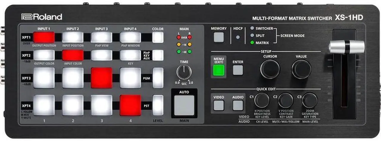 Alt view image 2 of 7 - Roland XS-1HD Multi-Format Matrix Switcher, Roland CB-BRB1 Bag, Tascam TH07, (2) HDMI Cables, (2) RCA Cables Bundle