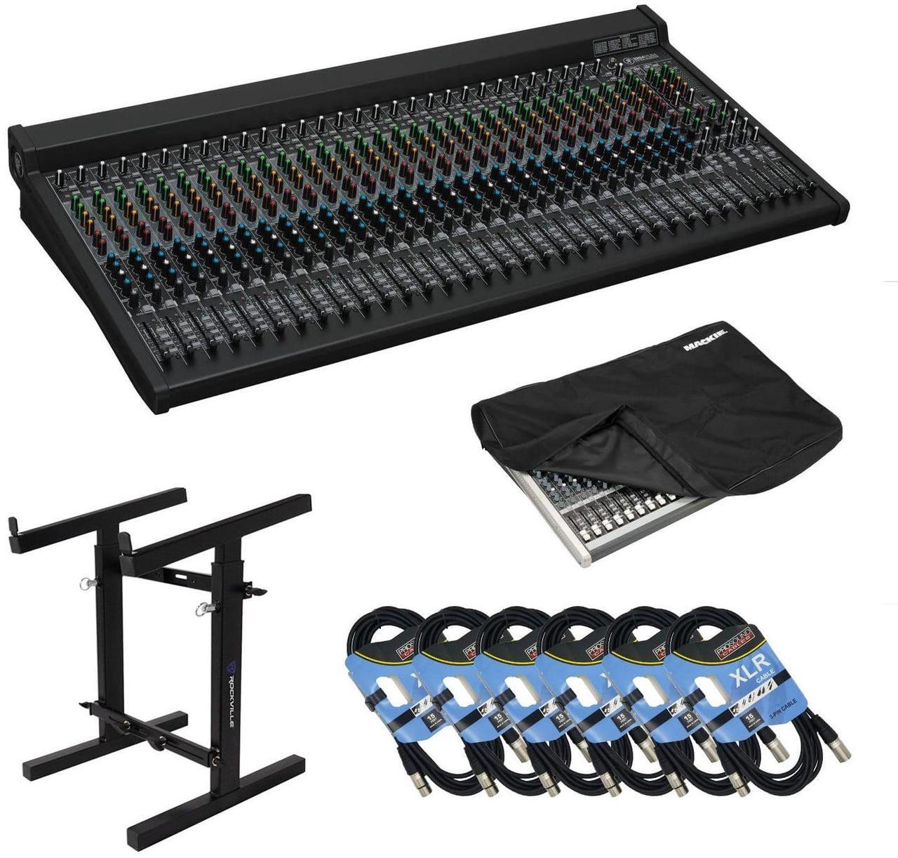 Main image of Mackie 3204VLZ4 32-Channel 4-Bus FX Mixer with USB, Dust Cover for 3204VLZ4, Rockville RXS20 Stand, 6x XLR Cables Bundle