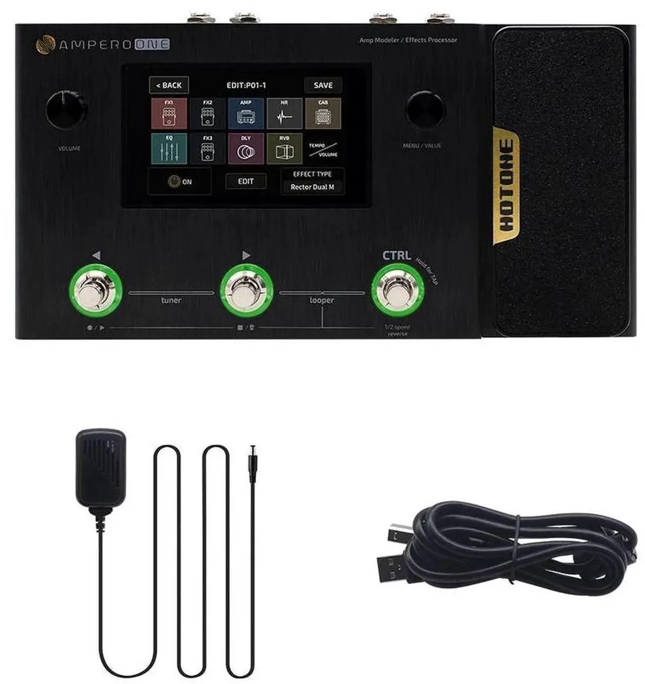 Alt view image 2 of 6 - Hotone Ampero One MP-80 Amp Modeler & Effects Processor, (2) ErnieBall XLR Cables Bundle