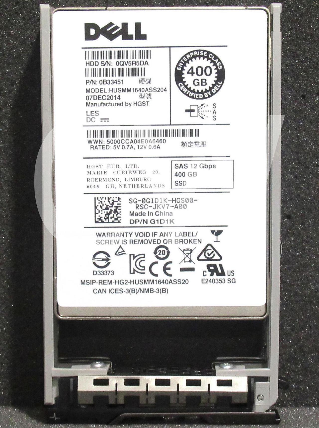 Main image of G1D1K HUSMM1640ASS204 DELL ENTERPRISE 400GB 12Gbps 2.5" SAS Solid State Drive