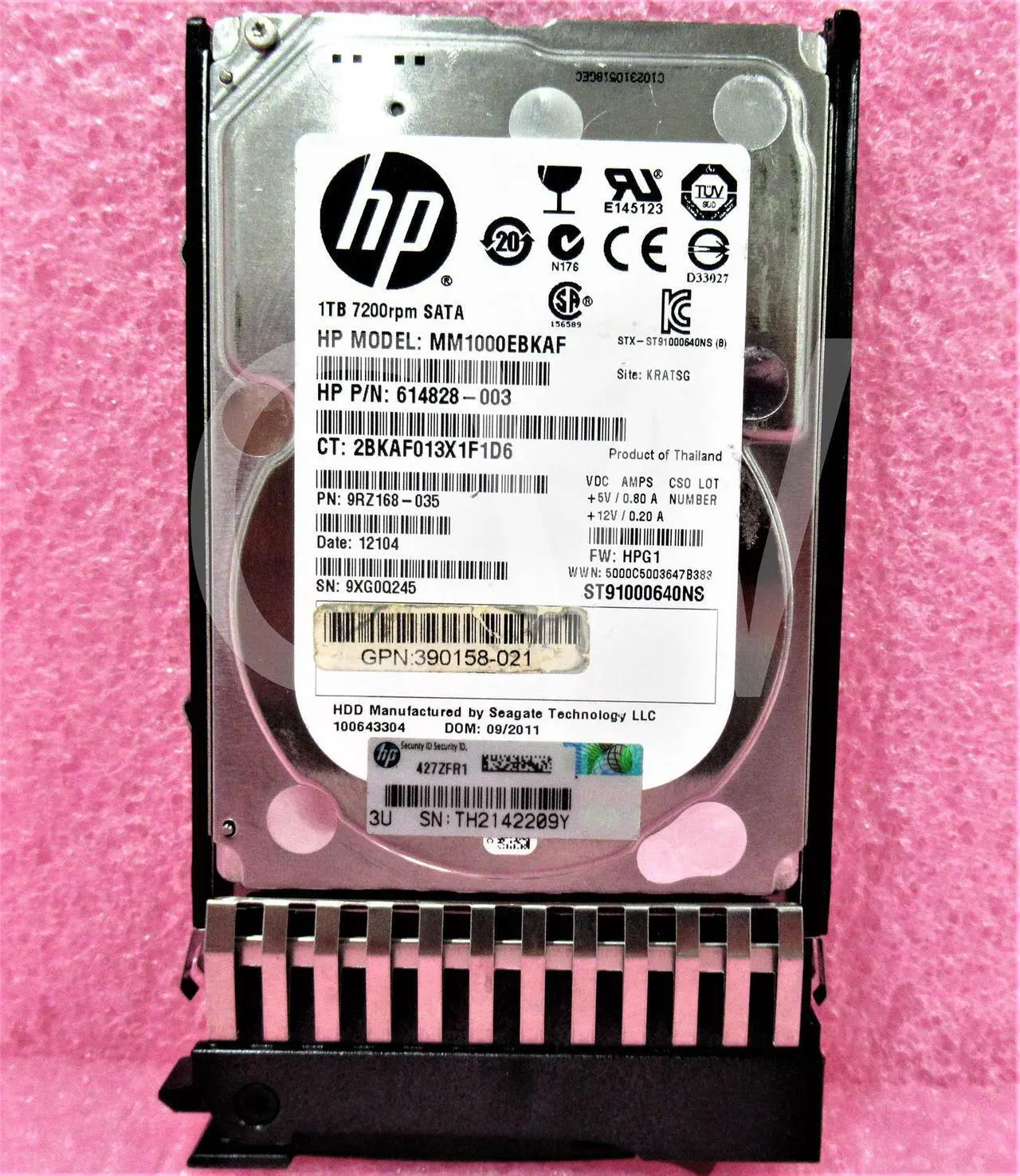 Main image of 626162-001 625609-B21 HP 1TB 7.2K RPM 3Gb/s MDL HotPlug 2.5" SATA HDD Hard Drive