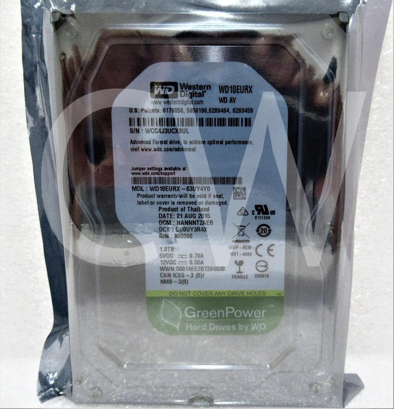 Main image of WD10EURX Western Digital 1TB 5400RPM 6Gbps 3.5" SATA HDD Hard Drive