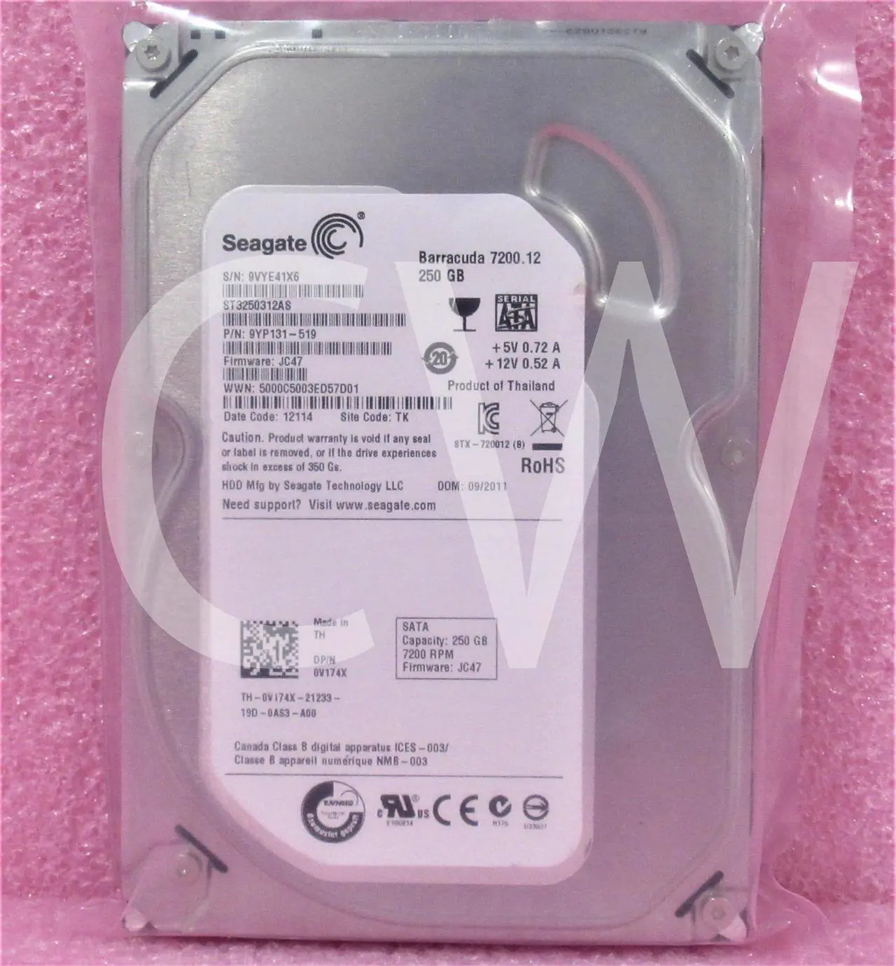 Alt view image 2 of 2 - V174X ST3250312AS DELL 250GB 7.2K RPM 6Gb/s NCQ 3.5" LFF SATA HDD HARD DRIVE