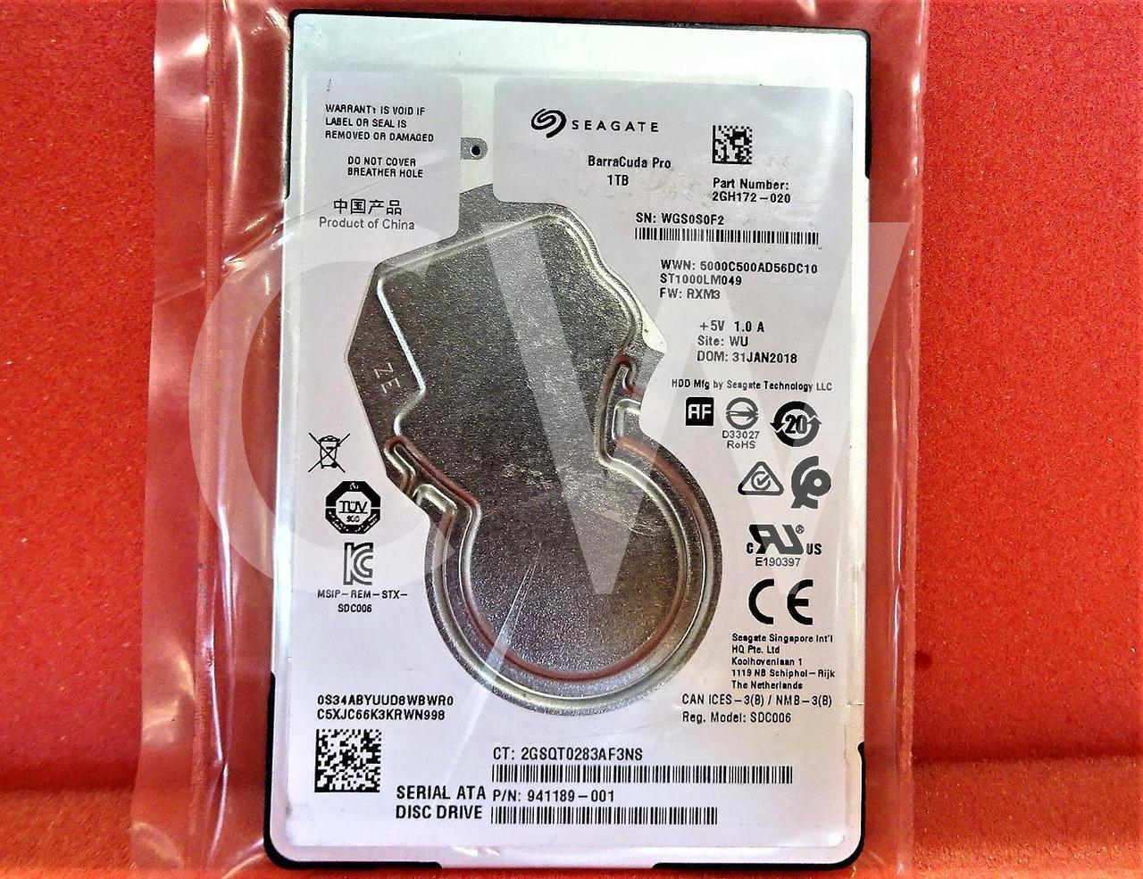 Alt view image 2 of 2 - ST1000LM049 Seagate HP 1TB 7.2K 6G 2.5" 7MM SATA HDD Hard Drive 941189-002