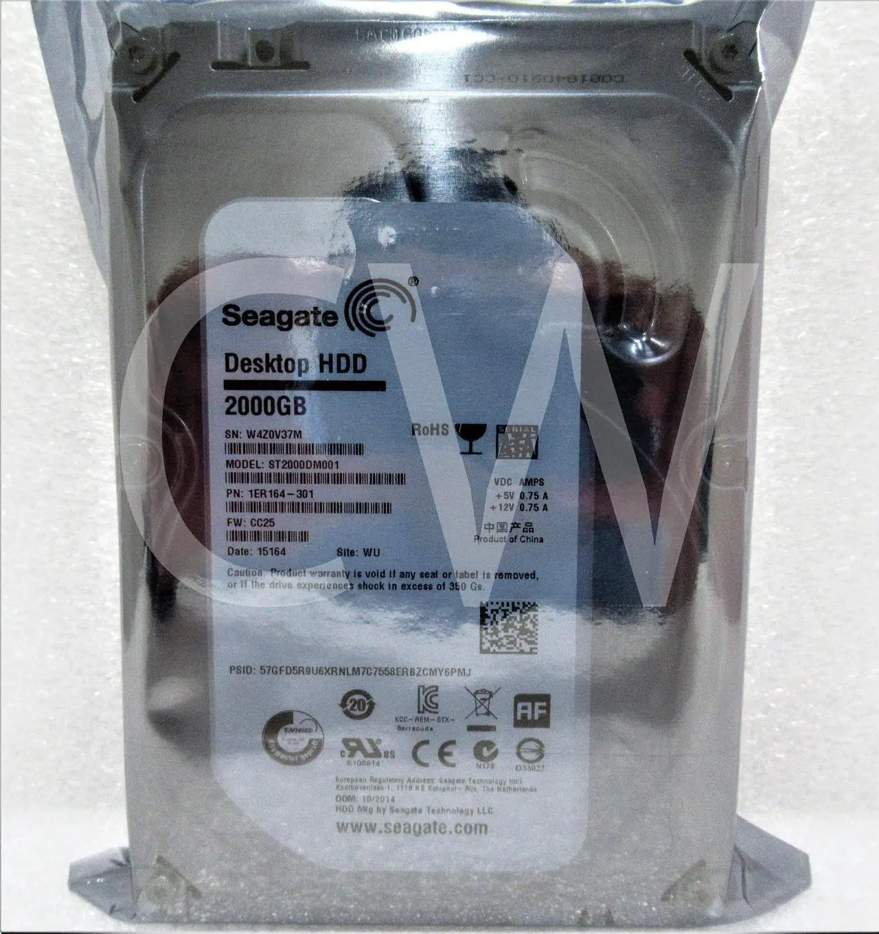 Alt view image 2 of 2 - 0-HOURS Seagate ST2000DM001 1ER164-301 2TB 7200RPM 6Gbps 3.5"SATA HDD Hard Drive