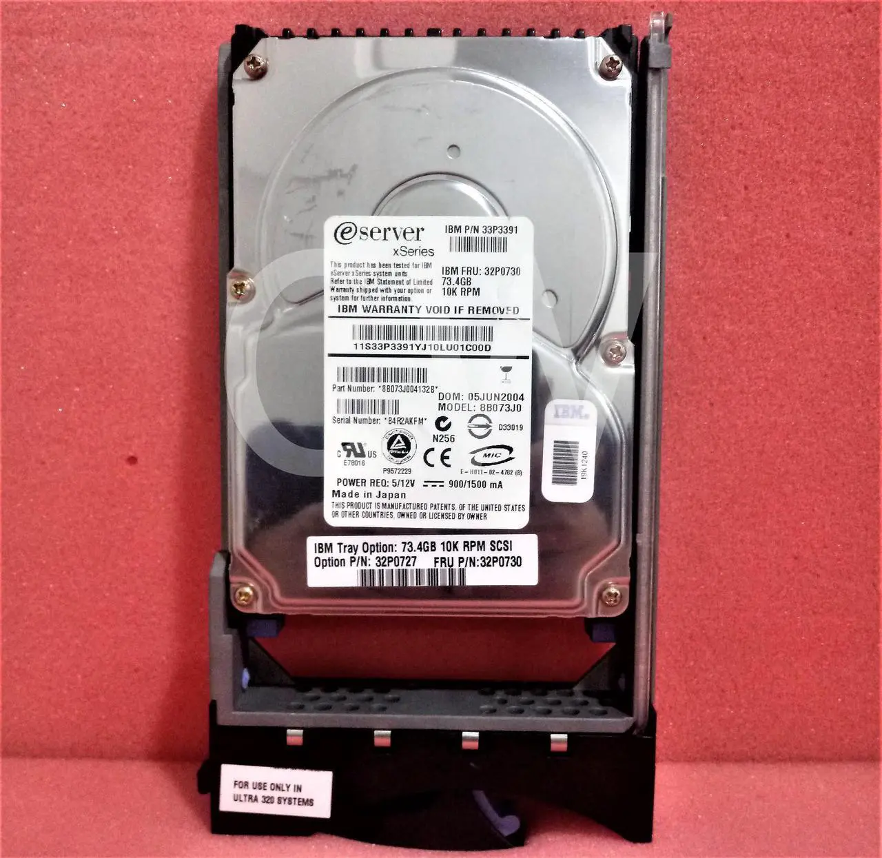 Alt view image 2 of 2 - 32P0727 32P0730 33P3391 IBM 73.4GB 10K Ultra320 3.5" HS SCSI Hard Drive