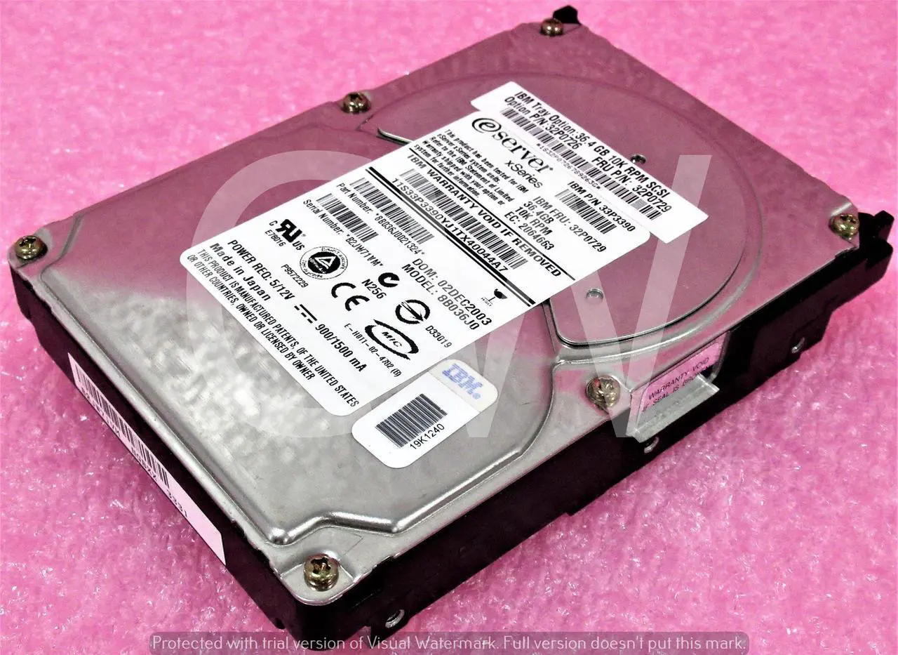 Main image of 32P0726 32P0729 33P3390 IBM 36GB 10K RPM Ultra320 3.5" SCSI HDD Hard Drive