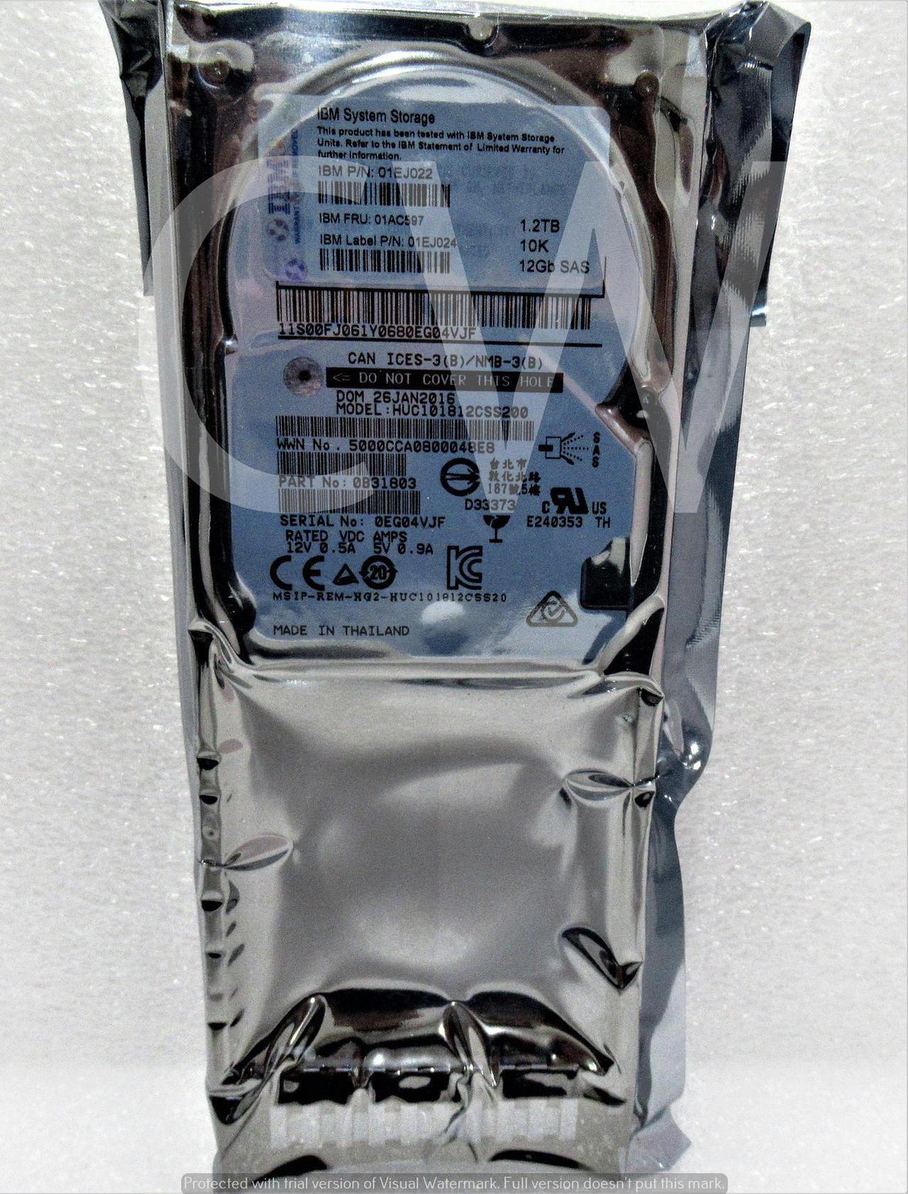 Alt view image 2 of 2 - 01AC597 01EJ022 01EJ024 IBM 1.2TB 10000RPM 12Gbps 2.5" SAS SERVER HDD Hard Drive