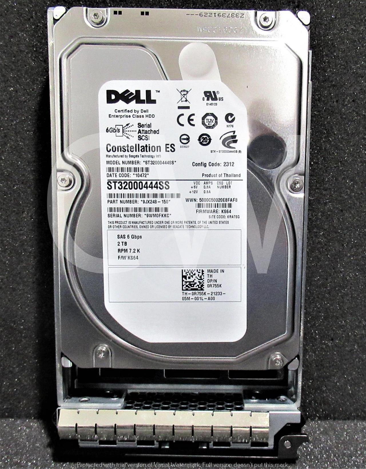Alt view image 2 of 2 - 9JX248-150 Dell 2TB 7.2K SAS 6G LFF Hard Drive