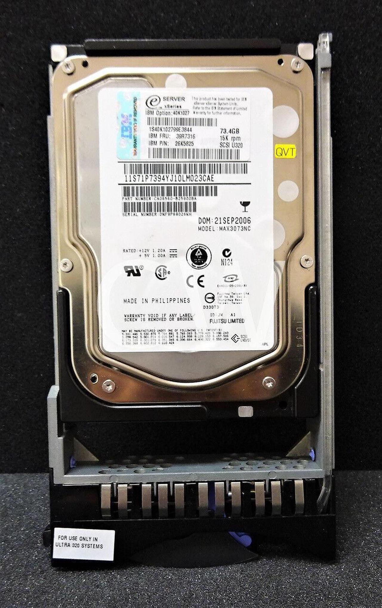 Alt view image 2 of 2 - 40K1027 39R7316 26K5825  MAX3073NC IBM 73GB 15K U320 8MB SCSI 3.5" HS Hard Drive