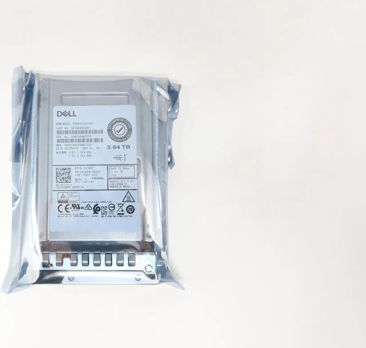 Alt view image 2 of 2 - 91W3V Dell 3.84TB SAS 2.5" 12G MU SSD Gen14 Solid State Drive KPM5XVUG3T84