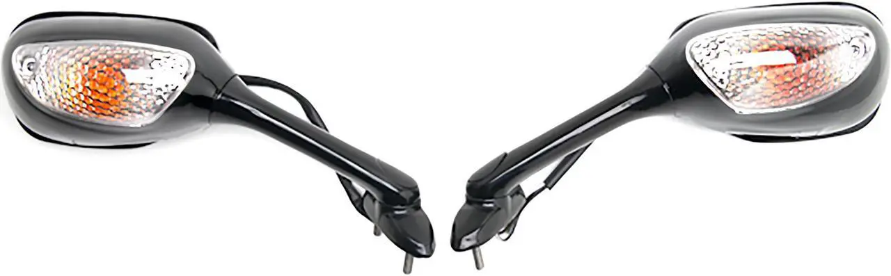 Alt view image 3 of 3 - Black Motorcycle Mirrors Turn Signals Left & Right Compatible with 2006-2009 Suzuki GSXR 750 / GSX-R750