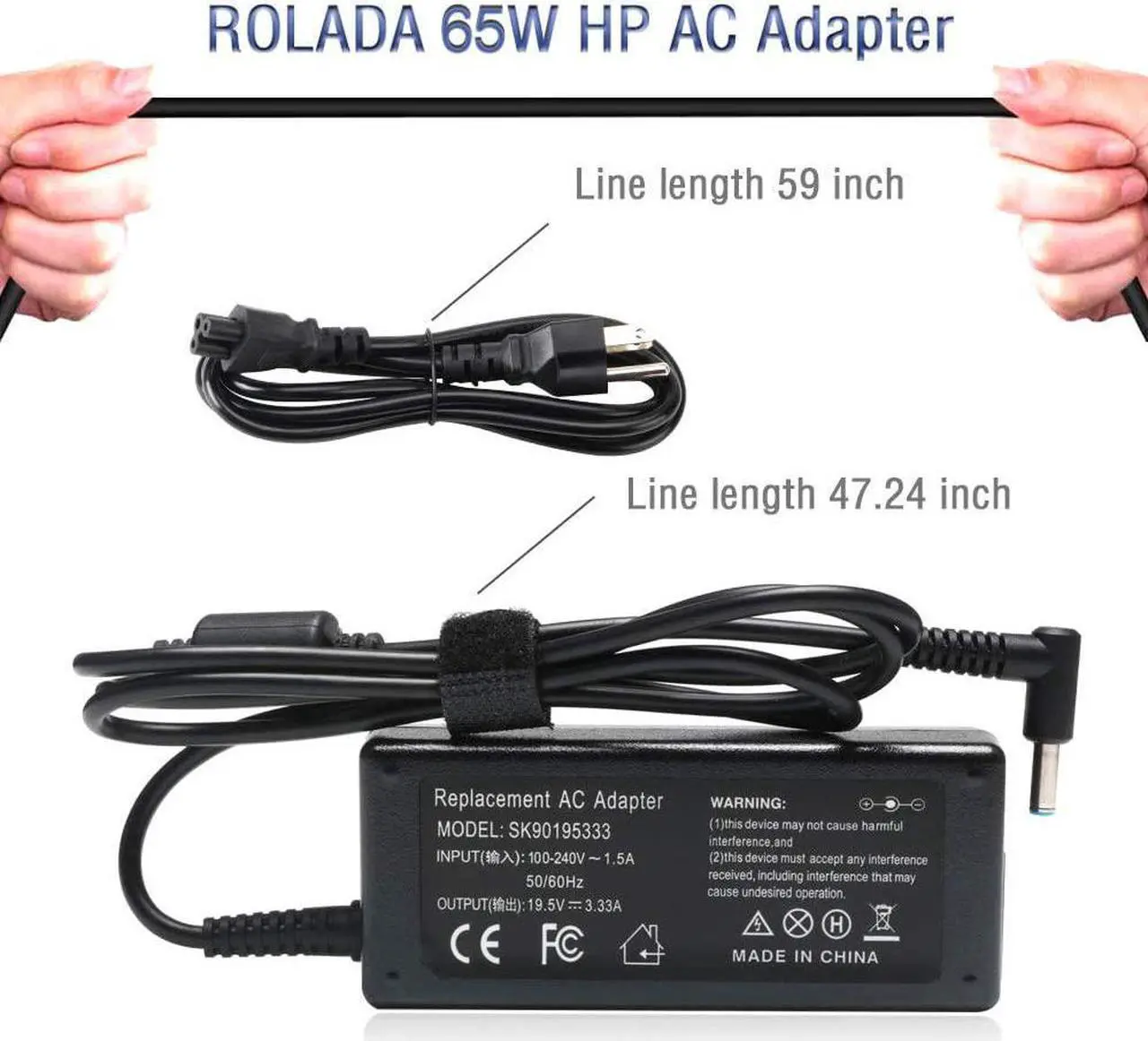 Alt view image 4 of 7 - 19.5V 3.33A AC Adapter Charger for HP Elitebook 850-G3 840-G3 820-G3 745-G3 725-G3 755-G3 840-G4 820-G4 850-G4 Probook 640 650 G2 430 440 450 G3 G4 HP 15-F009WM 15-F023WM Power Supply Cord