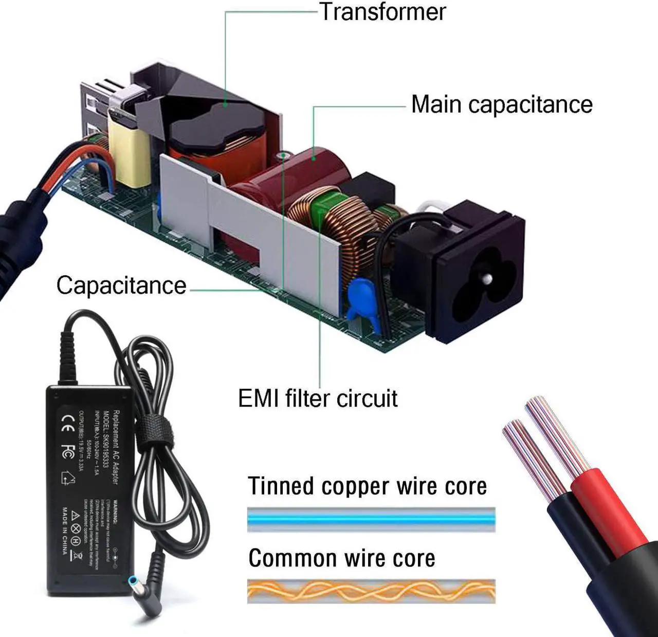 Alt view image 5 of 7 - 19.5V 3.33A AC Adapter Charger for HP Elitebook 850-G3 840-G3 820-G3 745-G3 725-G3 755-G3 840-G4 820-G4 850-G4 Probook 640 650 G2 430 440 450 G3 G4 HP 15-F009WM 15-F023WM Power Supply Cord