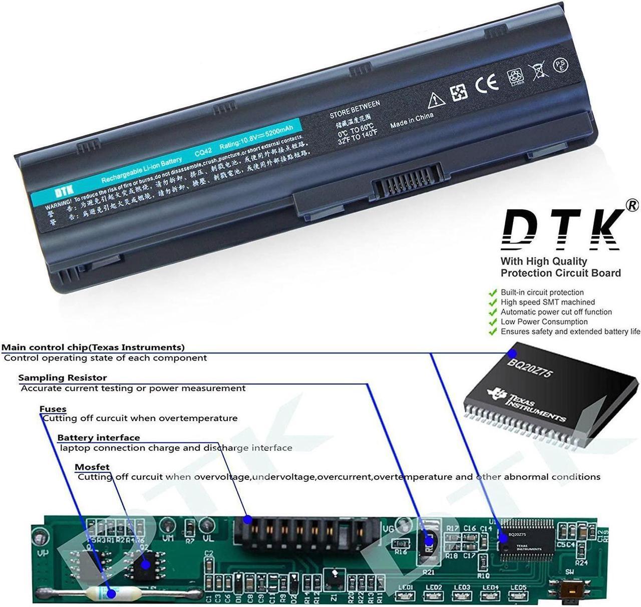 Alt view image 2 of 7 - DTK MU06 593553-001 593554-001 636631-001 Laptop Battery for HP G62 G72 Pavilion G4 G6 G7 DM4 DV6-3000 DV6-4000 Presario CQ42 CQ56 CQ57 Notebook HSTNN-Q62C HSTNN-LB0W